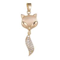 Cubic Zirconia Micro Pave Brass Pendant, with Cats Eye, Animal, plated & micro pave cubic zirconia 