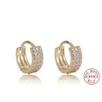 Männer Sterling Silber Hoop Ohrringe, 925er Sterling Silber, plattiert, Micro pave Zirkonia & für Frau, keine, 7.2x4.2mm, verkauft von Paar