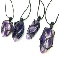 Amethyst Anhänger Februar Birthstone, mit Wachsschnur, violett, 25-40mm, verkauft von PC