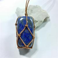 Pendentifs Lapis Lazuli, avec corde de cire, bleu, 2-3cm, Vendu par PC