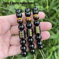 Negro Obsidiana pulsera, con Cordón de nudo & Ojo de tigre, hecho a mano, Joyería & diferentes patrones para la opción & para mujer, 10mm, longitud:aproximado 7.09-8.27 Inch, Vendido por UD