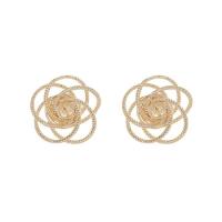 Brass Stud Earring, Flower, gold color plated, fashion jewelry & for woman 