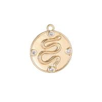 Cubic Zirconia Micro Pave Brass Pendant, gold color plated, DIY & micro pave cubic zirconia 