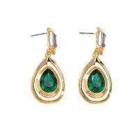 Zinc Alloy Rhinestone Drop Earring, gold color plated, fashion jewelry & for woman & with rhinestone 