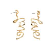 Zinc Alloy Rhinestone Drop Earring, fashion jewelry & for woman & with rhinestone, golden 