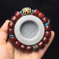 Ox Bone Bracelet, with Synthetic Turquoise & Cloisonne, barrel, polished, anti-fatigue & for man 14mm 