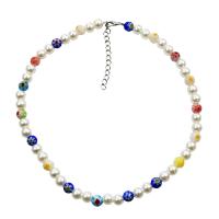 Collier en Murano bijoux, alliage de zinc, avec chalumeau & perle de plastique, avec 1.97inch chaînes de rallonge, bijoux de mode & pour femme Environ 15.35 pouce, Vendu par PC