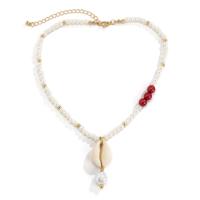 Collier de coquillages, perle de plastique, avec coquille & plastique revêtu de cuivre, avec 2.7inch chaînes de rallonge, coquille, bijoux de mode & pour femme Environ 13.8 pouce, Vendu par PC