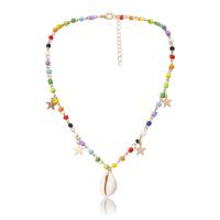 Collier de coquillages, Seedbead, avec coquille & laiton, avec 2.7inch chaînes de rallonge, coquille, Placage de couleur d'or, bijoux de mode & pour femme, 10mm Environ 16.1 pouce, Vendu par PC