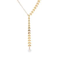 Collar de la joyería de titanio, Partículas de acero, con Perlas plásticas, con 1.97inch extender cadena, Recubrimiento iónico al vacío, para mujer, dorado, longitud:aproximado 17.72 Inch, Vendido por UD