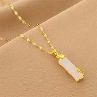 Collier de bijoux de titane, Acier titane, avec zircon cubique, avec 1.97inch chaînes de rallonge, Placage ionique sous vide, bijoux de mode & pour femme, doré Environ 17.72 pouce, Vendu par PC