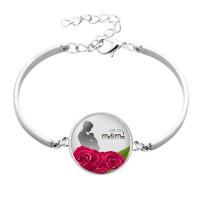 aleación de zinc Pulsera, con Vidrio, con 1.97inch extender cadena, chapado, Joyería Día de la Madre & diferentes patrones para la opción & para mujer, 20mm, longitud:aproximado 6.3 Inch, Vendido por UD