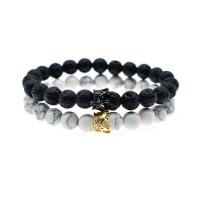 Lava Bead Bracelet, with Howlite & Zinc Alloy, Unisex & anti-fatigue Approx 21 cm 