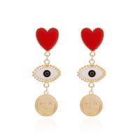 Enamel Zinc Alloy Drop Earring, zinc alloy post pin, for woman, mixed colors 