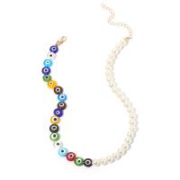 Collar de perlas de plástico, aleación de zinc, con Cristal de murano & Perlas plásticas, aleación de cinc cierre de langosta, para mujer, color mixto, longitud:43 cm, Vendido por UD