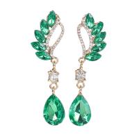 Zinc Alloy Rhinestone Drop Earring, zinc alloy post pin, for woman & with rhinestone, mixed colors, 2-7cm 