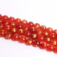 Perles Agates rouges naturelles, agate rouge, vernis au four, DIY, rouge, 10mm Environ 38 cm Vendu par brin