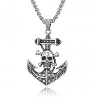 Stainless Steel Jewelry Necklace, 304 Stainless Steel, Anchor, machine polished, With Pendant & fashion jewelry & polished & for man & blacken, original color cm 