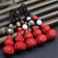 Wood Key Chain, Cinnabar, with Pterocarpus Santalinus & Bodhi Root & Wenge & Coco, Calabash, fashion jewelry & Unisex 