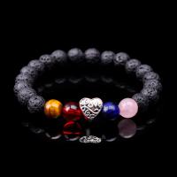 Lava Bead Bracelet, with Gemstone & Zinc Alloy, fashion jewelry & Unisex & radiation protection, 8mm Approx 7.48 Inch 