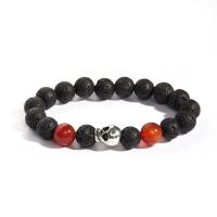 Lava Bead Bracelet, with Gemstone & Zinc Alloy, fashion jewelry & Unisex & radiation protection, 10mm Approx 7.48 Inch 