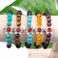 Lava Bead Bracelet, with Gemstone & Zinc Alloy, fashion jewelry & Unisex & radiation protection, 8mm Approx 7.48 Inch 