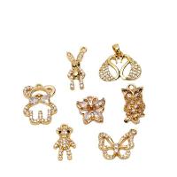 Cubic Zirconia Micro Pave Brass Pendant, Animal, gold color plated, DIY & micro pave cubic zirconia 