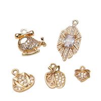 Cubic Zirconia Micro Pave Brass Pendant, gold color plated, DIY & micro pave cubic zirconia 