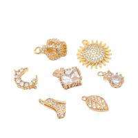 Cubic Zirconia Micro Pave Brass Pendant, gold color plated, DIY & micro pave cubic zirconia 