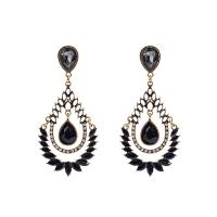 Zinc Alloy Rhinestone Drop Earring, zinc alloy post pin, plated, for woman & with rhinestone 