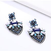 Zinc Alloy Rhinestone Drop Earring, zinc alloy post pin, plated, for woman & with rhinestone 