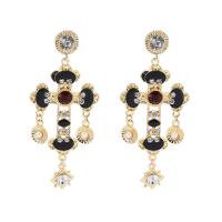 Zinc Alloy Rhinestone Drop Earring, zinc alloy post pin, plated, for woman & with rhinestone 