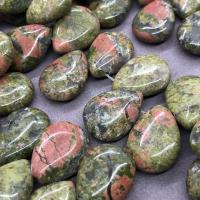 Unakit Perlen, Unakite, Tropfen, poliert, DIY, grün, 10x12mm, Länge:ca. 17 cm, ca. 28PCs/Strang, verkauft von Strang