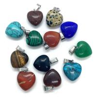 Piedras preciosas colgantes de latón, con metal, Corazón, chapado en color de plata, Bricolaje & diferentes materiales para la opción, más colores para la opción, 16x18mm, Vendido por UD