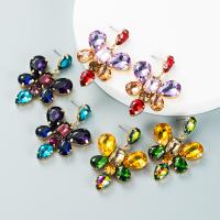 Zinc Alloy Rhinestone Drop Earring, with Glass Rhinestone, Butterfly, for woman 