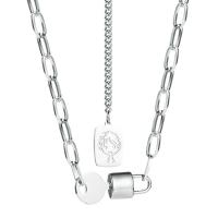 Collier de bijoux de titane, Acier titane, avec 1.97inch chaînes de rallonge, bijoux de mode & pour femme, argent Environ 17.72 pouce, Vendu par PC