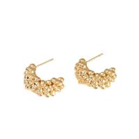 Brass Stud Earring, irregular, gold color plated, fashion jewelry 