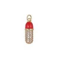 Cubic Zirconia Micro Pave Brass Pendant, gold color plated, DIY & micro pave cubic zirconia & enamel 