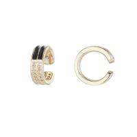 Brass Earring Clip, Donut, gold color plated, fashion jewelry & micro pave cubic zirconia & enamel 