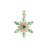 Cubic Zirconia Micro Pave Brass Pendant, Flower, gold color plated, DIY & micro pave cubic zirconia 