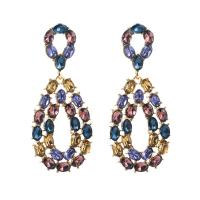 Zinc Alloy Rhinestone Drop Earring, Teardrop, gold color plated, for woman & with rhinestone 