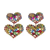 Zinc Alloy Rhinestone Drop Earring, Heart, gold color plated, for woman & with rhinestone 