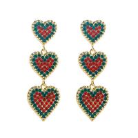 Zinc Alloy Rhinestone Drop Earring, Heart, gold color plated, for woman & with rhinestone 