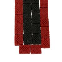 Synthetische Cinnabar Perle, Rechteck, geschnitzed, keine, 28x22x12mm, Länge:ca. 17 ZollInch, 13PCs/Strang, verkauft von Strang