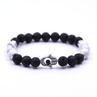 Lava Bead Bracelet, with Natural Stone & Zinc Alloy, Unisex Approx 21 cm 