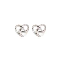 Pendientes de Perno de Aleación de Zinc, aleación de cinc aguja de pendiente, Corazón, chapado, para mujer, plateado, 3-25mm, Vendido por UD