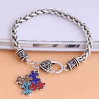 Zinc Alloy Rhinestone Bracelets, zinc alloy lobster clasp, plated, for woman & with rhinestone, silver color Approx 21 cm 