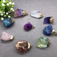 Natural Quartz Pendants, with Brass, irregular, gold color plated, Unisex 20-40mm 