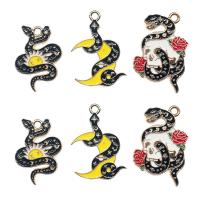 Zinc Alloy Enamel Pendants, Snake, gold color plated, DIY black 