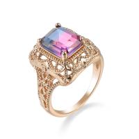 Circón cúbico anillo de dedo de latón, metal, con cúbica circonia, forma de anillo, chapado en color dorado, Joyería & diverso tamaño para la opción & para mujer & con circonia cúbica, Vendido por UD